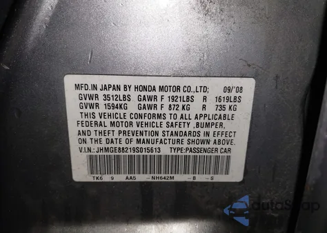 2009 Honda Fit z USA, uszkodzony, nr VIN JHMGE88219S015613